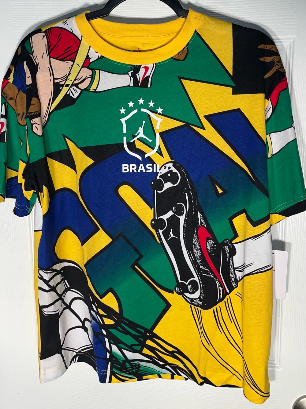 $45 Nike Jordan Essentials Brasil Soccer Goal T-Shirt Varsity Maize 95F783-Y1G